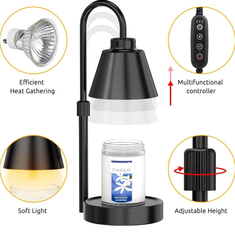 REIDEA Candle Warmer Lamp Timer, Dimmable Adjustable Height Wax Melt